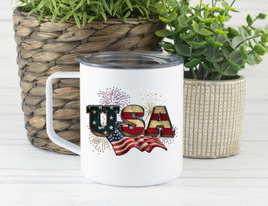 USA American Pride Mug, America Camping Travel Mug, Camping Mug, Camper Travel Cup, Coffee Stainless Steel Mug