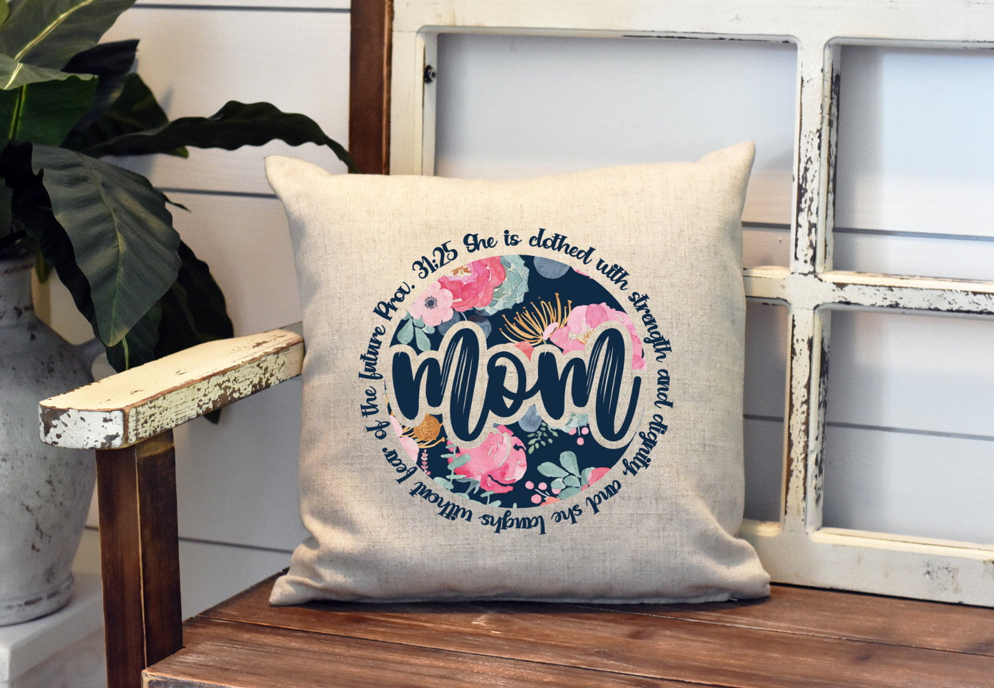 Proverbs Mom Pillow Cover - Floral Pillow Cover Christian Mom - House Decor Farm Throw Pillow Cover