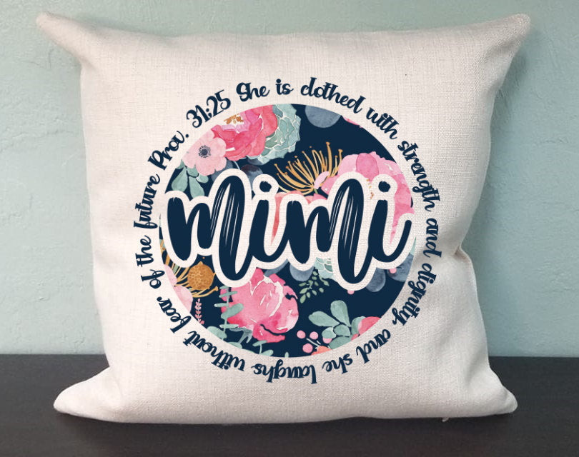 Proverbs Mimi Pillow Cover - Floral Pillow Cover Christian Grandma - House Decor Farm Throw Pillow Cover