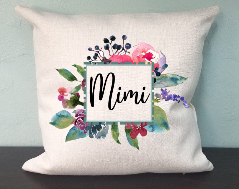 Mimi Grandma Watercolor Pillow Cover - Grandma Pillow - Mimi Farm Decorations house Decor Throw Pillow Cover