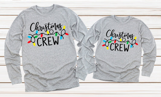 Christmas Crew Christmas Lights Family Shirts Adult Kids Toddler Long or Short Sleeve Shirt