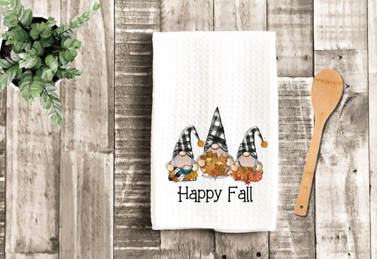 Happy Fall Gnomes Pumpkin Dish Towel - Fall Gnome Tea Towel Kitchen Decor - New Home Gift Farm Decorations house Towel