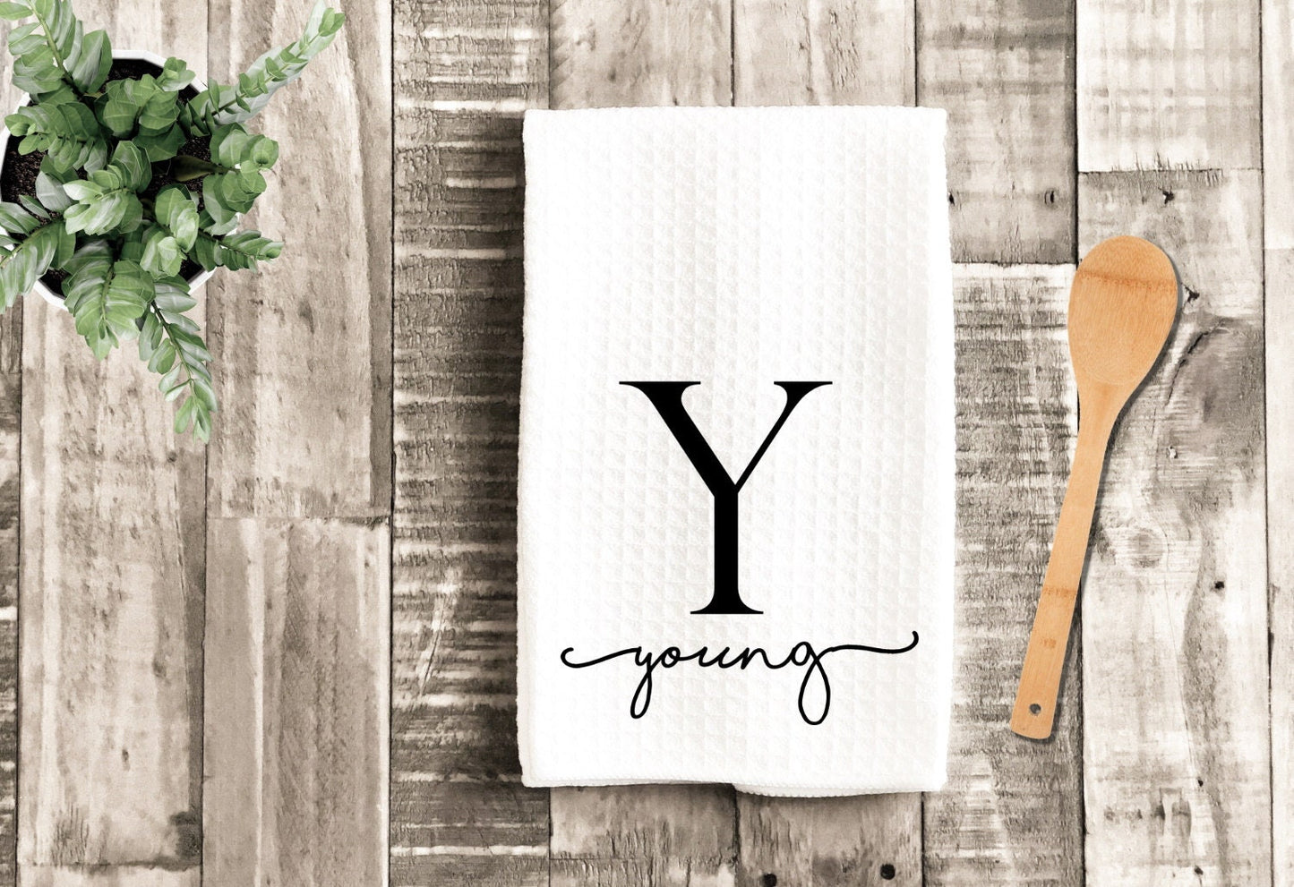 Personalized Monogram Tea Dish Towel - Name Towel Kitchen Décor - New Home Gift, Wedding, Hostess Housewarming Farm Decorations house Towel