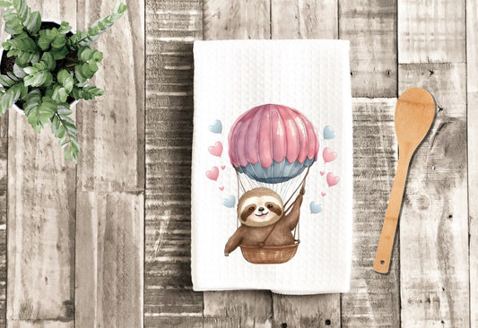 Sloth Hot Air Balloon Dish Towel - Sloth Heart Tea Towel Kitchen Decor - New Home Gift Farm Decorations house Decor Towel