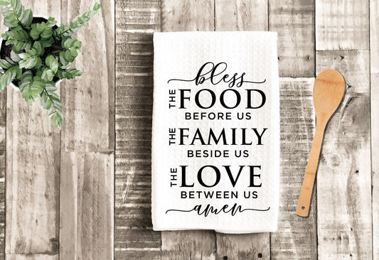 Bless This Food Farmhouse Kitchen Tea Dish Towel - Tea Towel Kitchen Décor - Housewarming Farm Decorations house Towel, Hostess Gift Towels