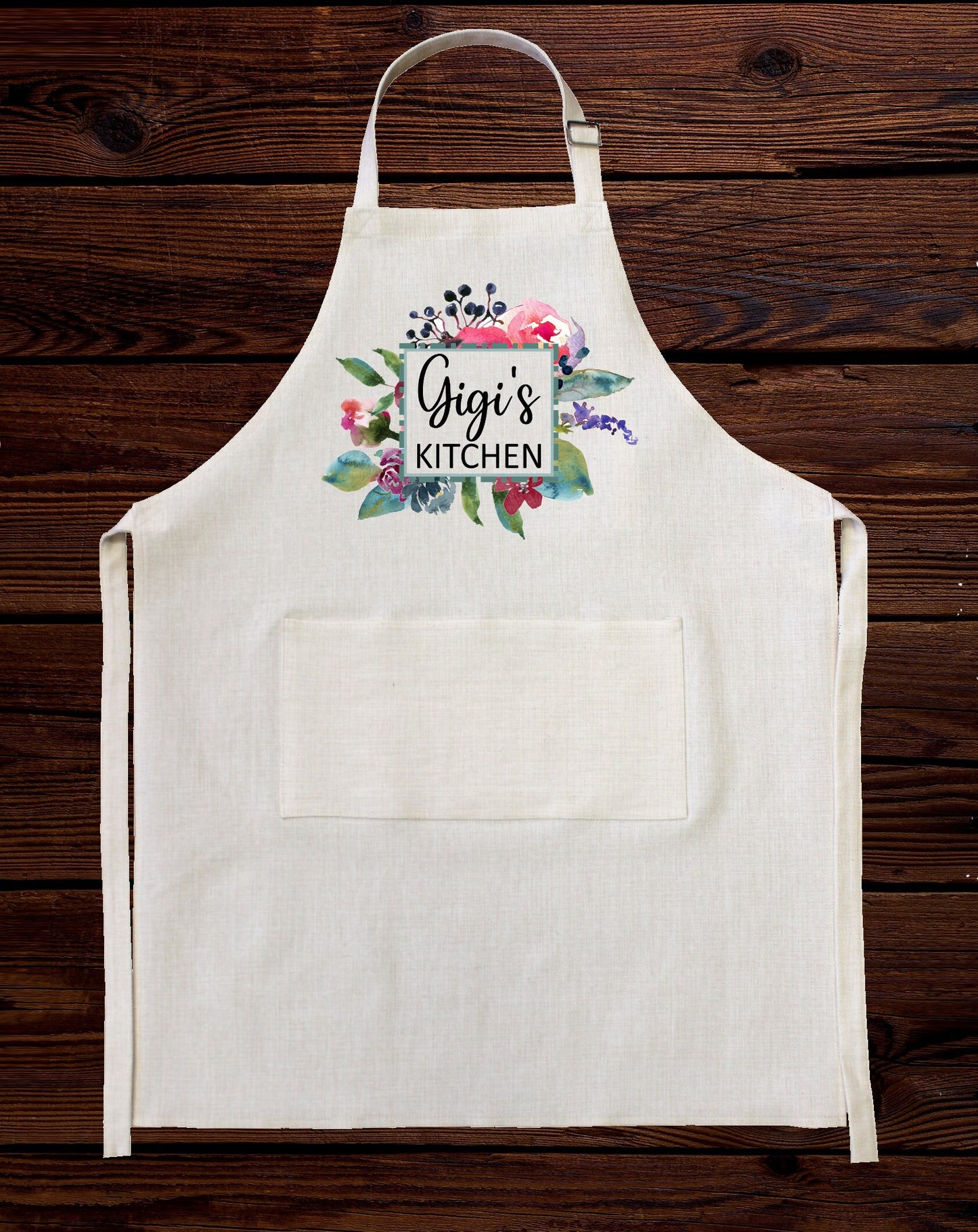 Personalized Linen Apron, Custom Kitchen Cooking Apron Floral Gigi Gift Personalized Apron, Gifts for Mom, Mimi's Kitchen