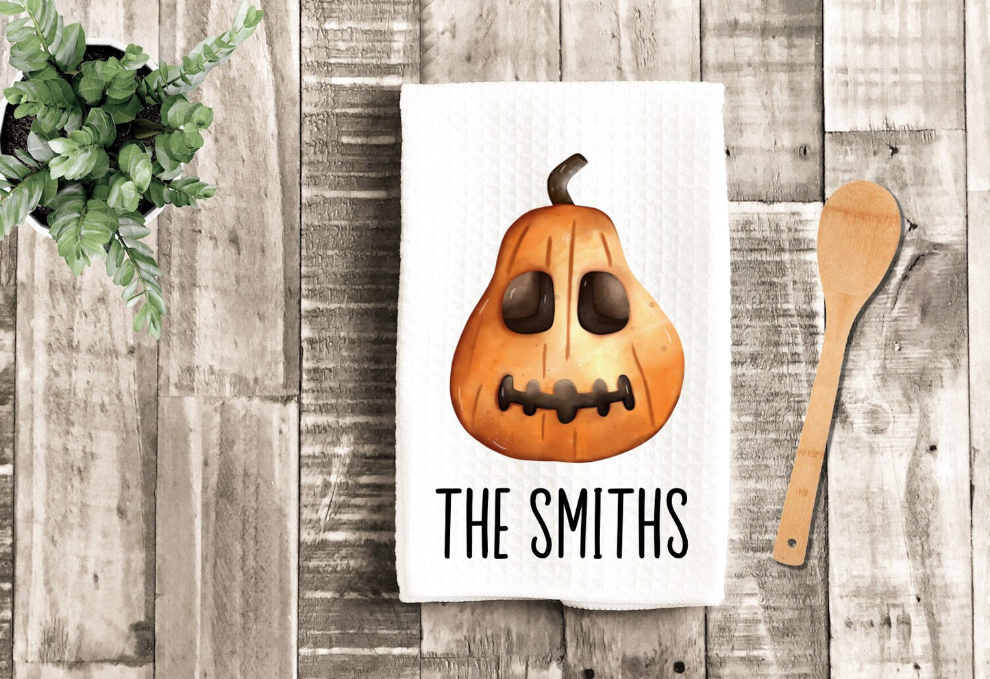 Halloween Jack O Lantern Pumpkin Dish Towel - Personalized Fall Halloween Cute Gnome Tea Towel Kitchen Decor - Farm Decorations house Towel
