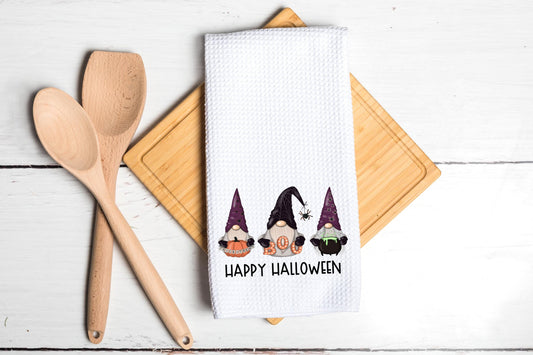 Happy Halloween Gnomes Dish Towel - Fall Halloween Cute Gnome Tea Towel Kitchen Decor - New Home Gift Farm Decorations house Towel