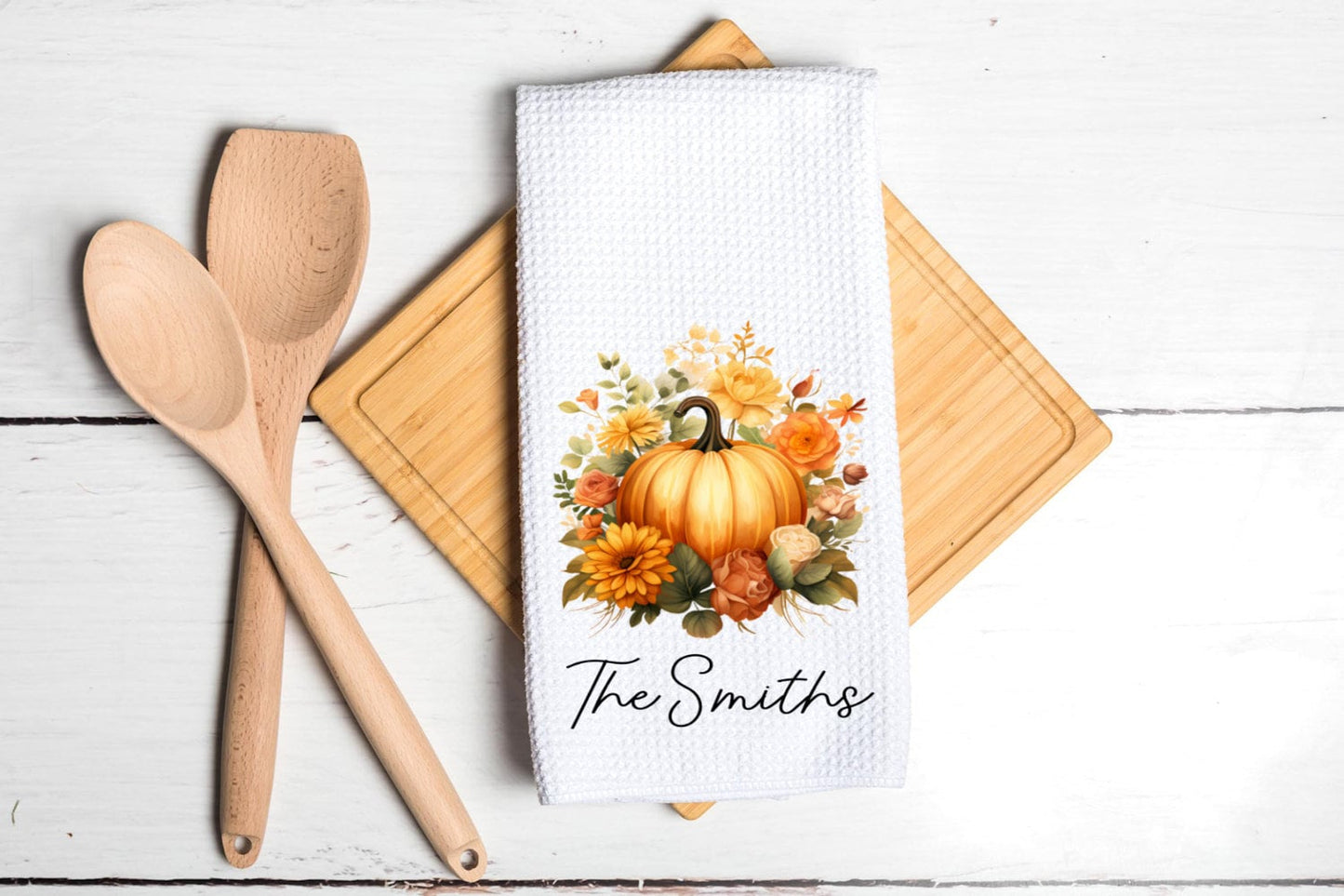 Watercolor Autumn Pumpkin Thanksgiving Dish Towel - Fall Floral Tea Towel Kitchen Decor - New Home Gift Farm Decorations house Towel