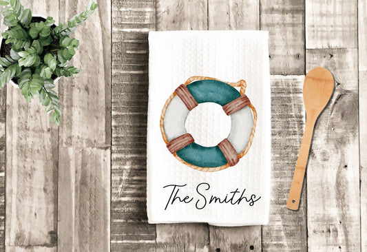 Nautical Raft Personalized Kitchen dish Towel - Beach House Boat Tea Towel Kitchen Decor - New Home Gift Farm Decorations Decor Towel