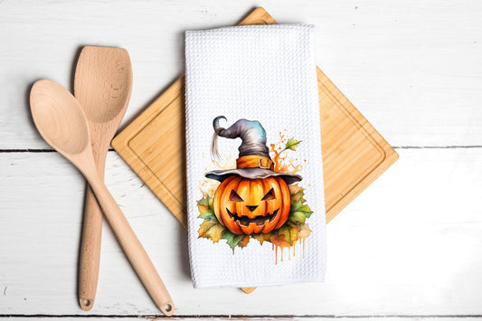 Halloween Spooky Pumpkin Dish Towel - Autumn Jack O Lantern Tea Towel Kitchen Decor - New Home Gift Farm Decorations house Towel