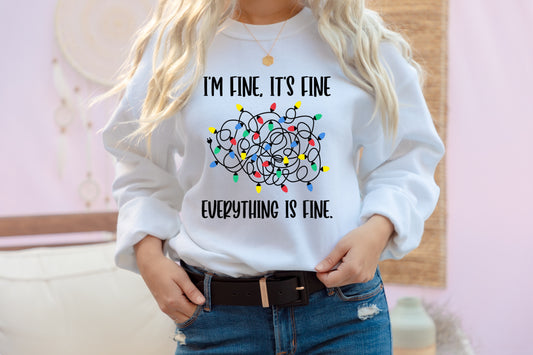 I'm Fine, It's Fine Funny Christmas Lights Holiday Sweatshirt