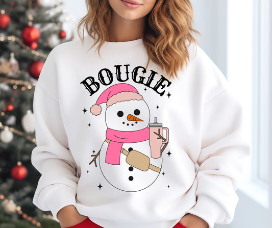 Bougie Snowman Bougee Christmas Crewneck Sweatshirt