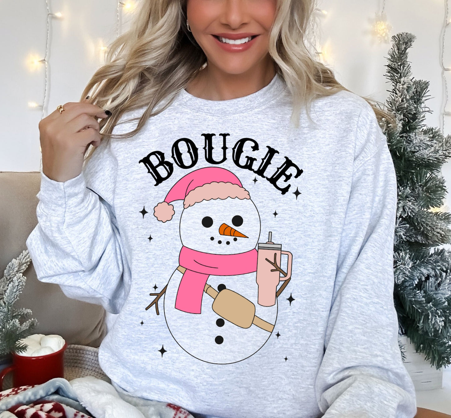 Bougie Snowman Bougee Christmas Crewneck Sweatshirt