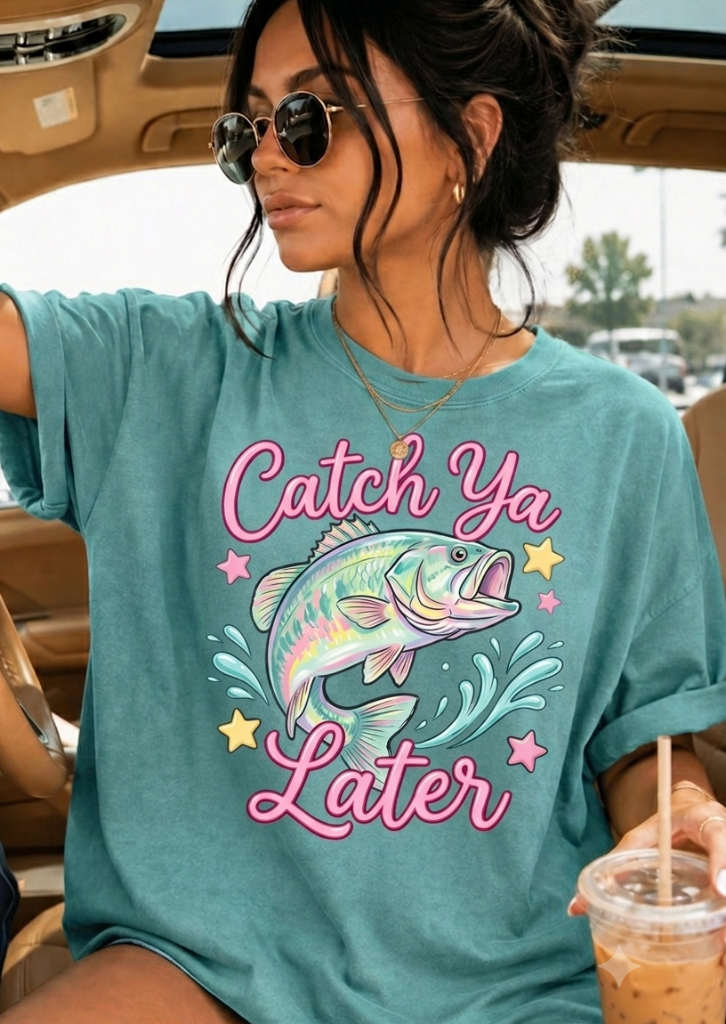 Catch Ya Later Comfort Colors® T-shirt, Preppy Fish Shirt for Women, Trendy Beach T-shirt, Beach Cover Up (Copy)