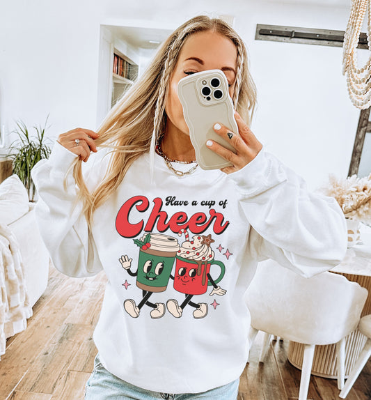 Cup Of Cheer Retro Christmas Crewneck Sweatshirt