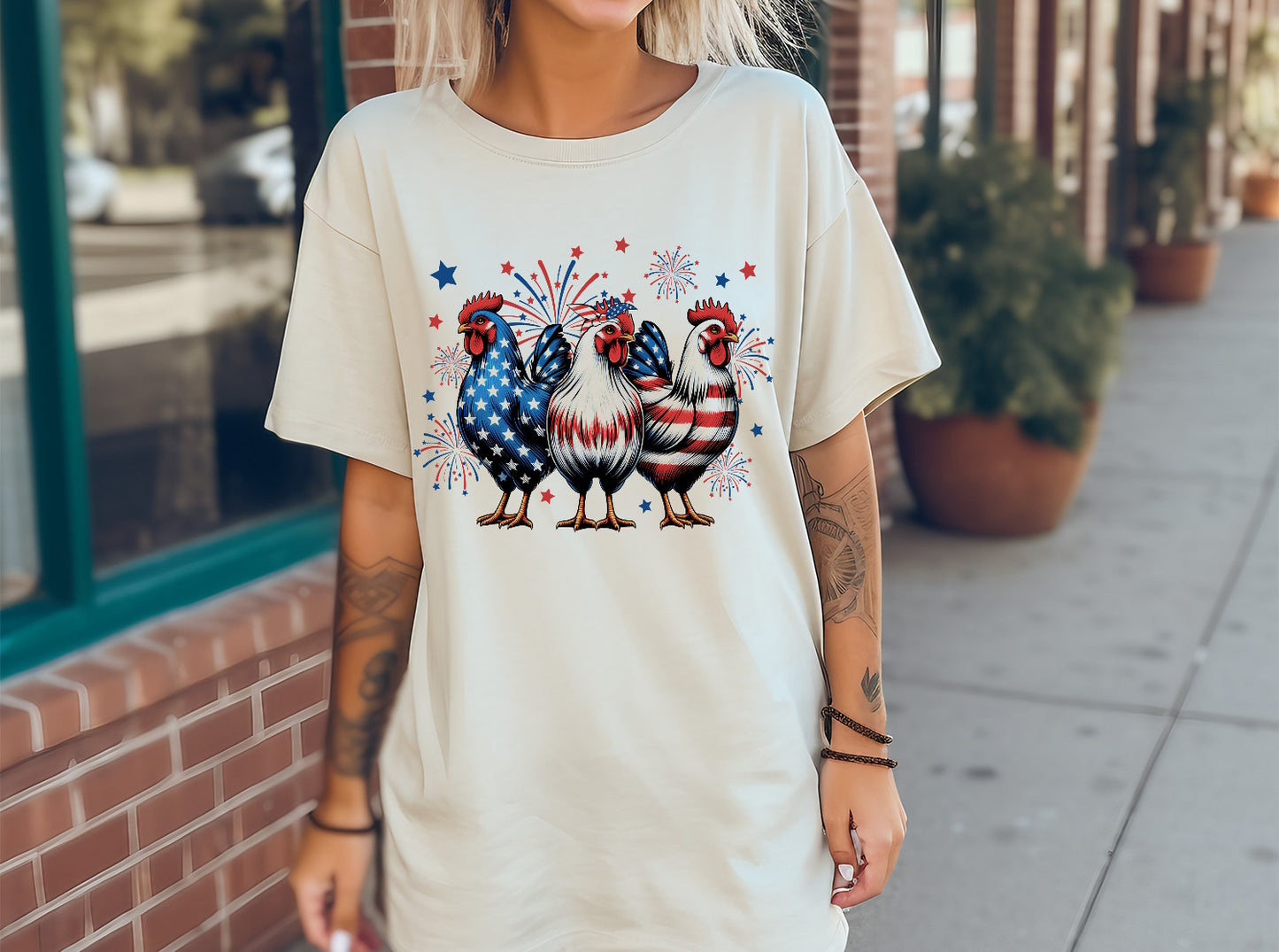 Patriotic Chickens 4th of July T-shirt