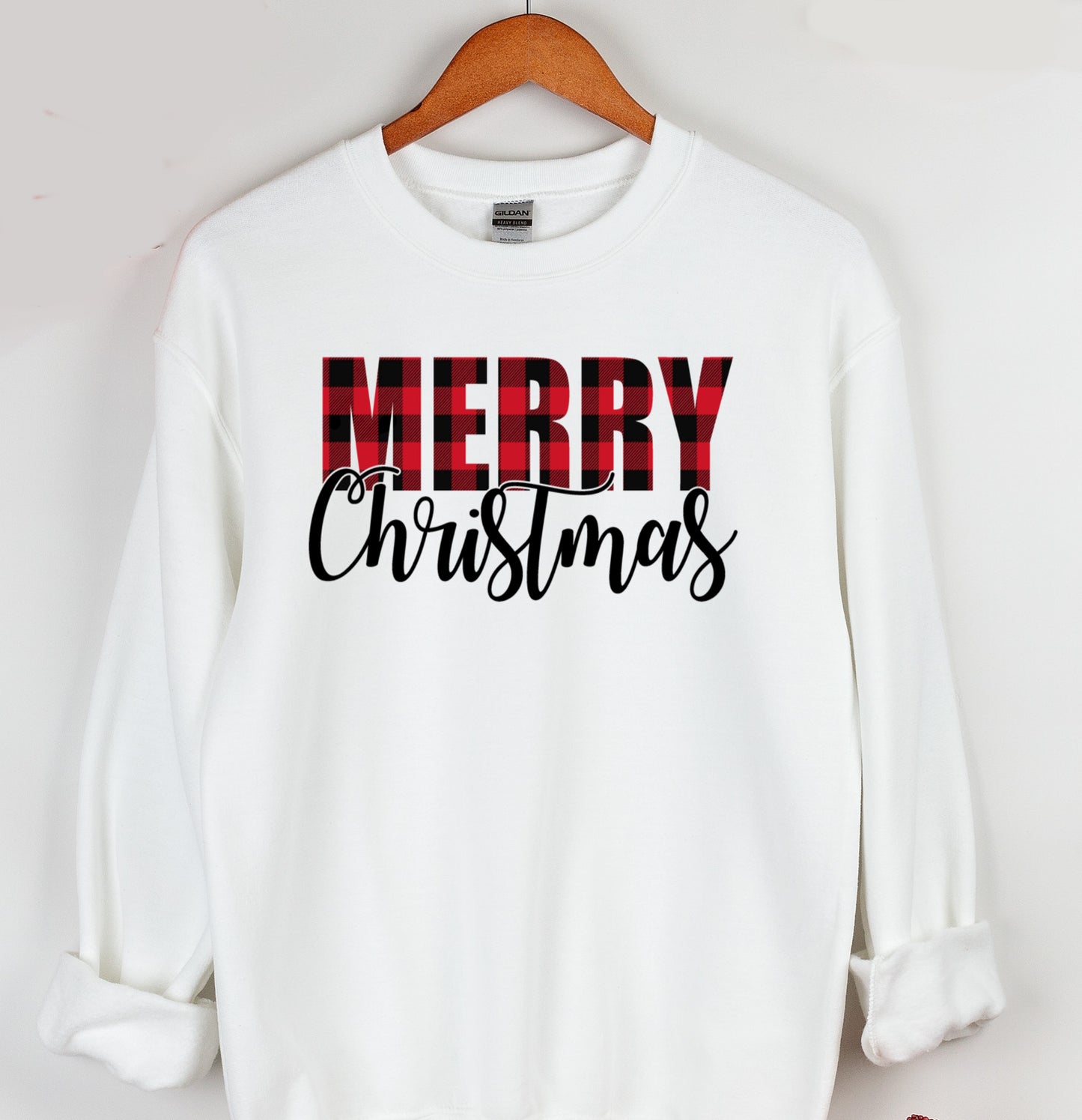 Merry Christmas Plaid Crewneck Sweatshirt