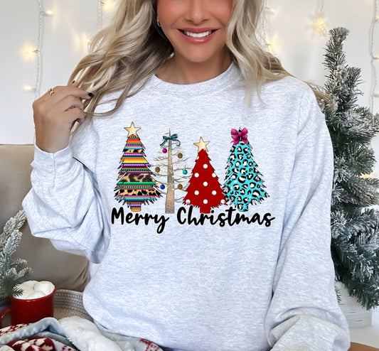 Merry Christmas Serape Trees Crewneck Sweatshirt