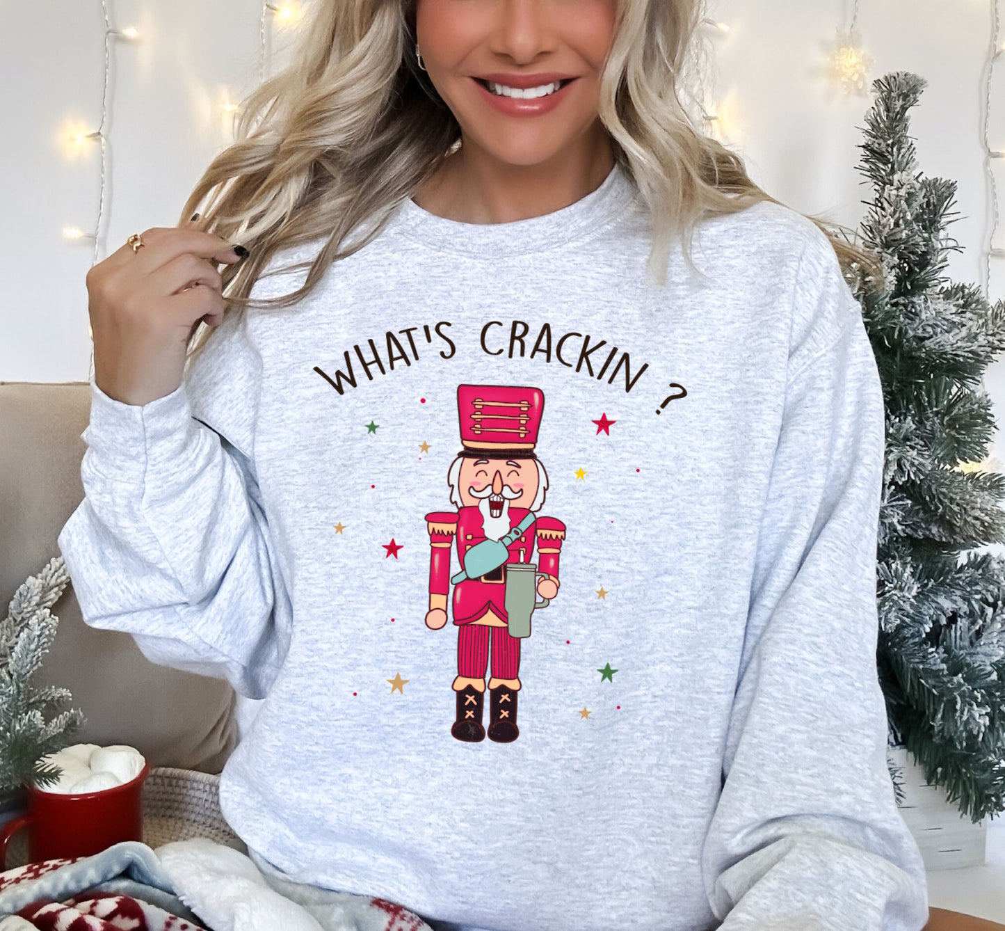 What's Crackin Nutcracker Bougie Christmas Crewneck Sweatshirt