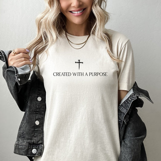 Created With A Purpose Christian T-shirt, Christian Gift, Retro Jesus Tee