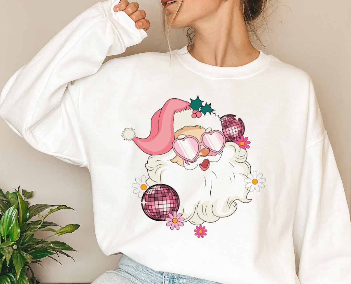 Disco Santa Merry Christmas Crewneck Sweatshirt