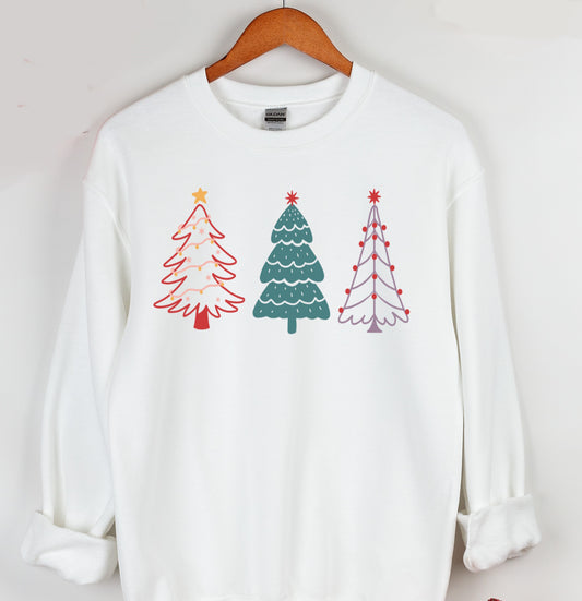 Doodle Christmas Trees Crewneck Sweatshirt