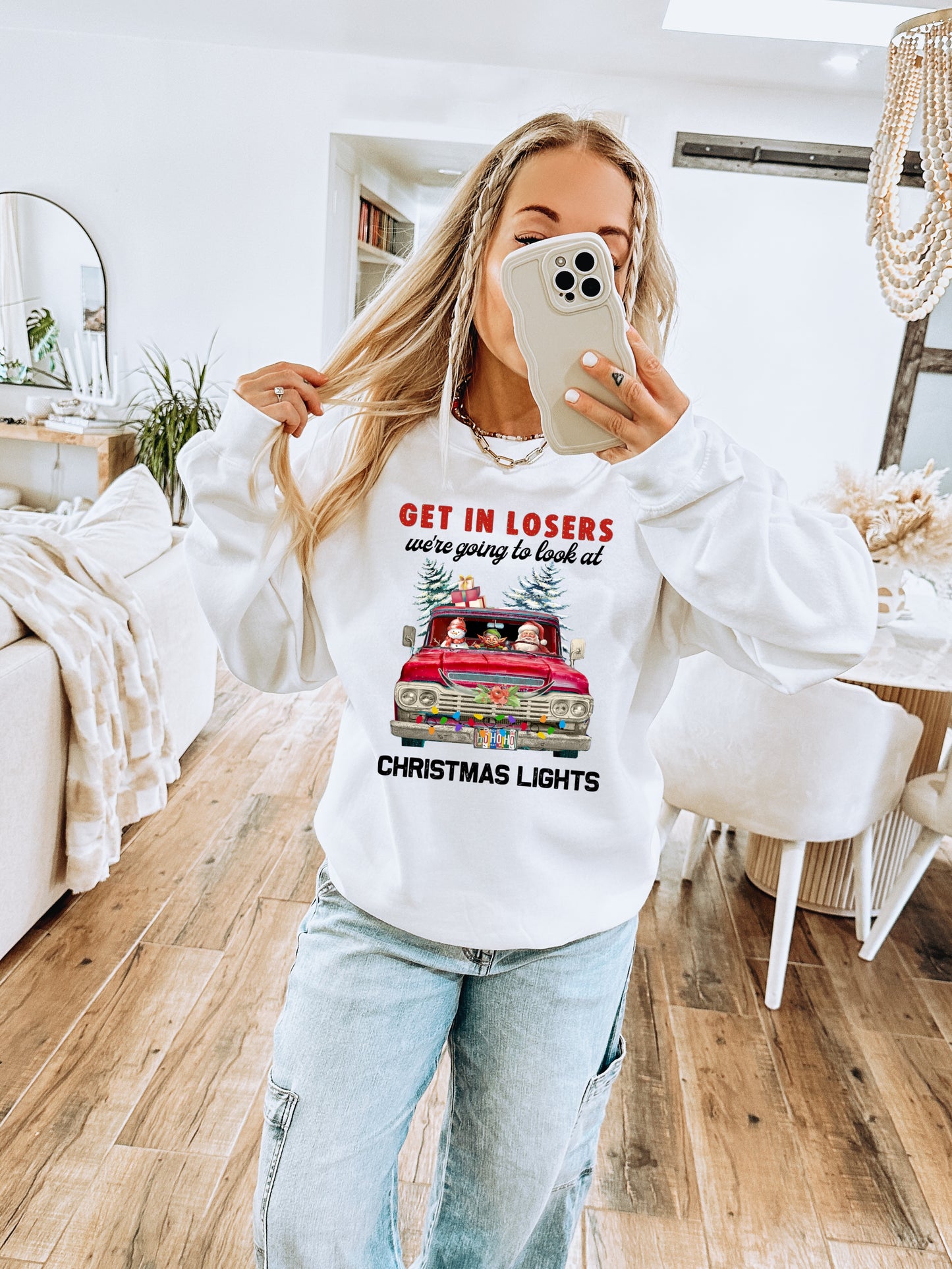 Get In Losers Christmas Lights Crewneck Sweatshirt