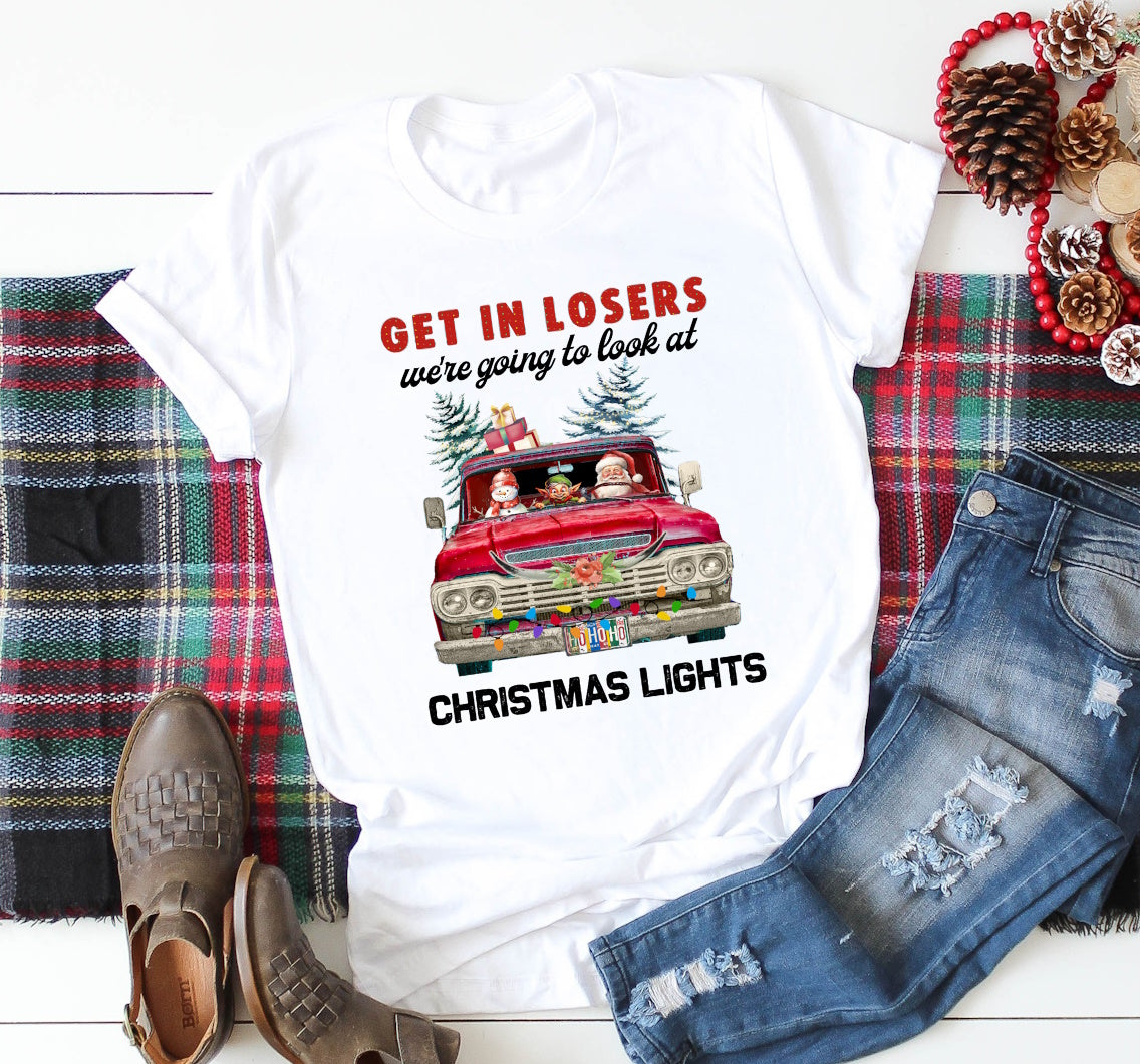 Get In Losers Christmas Lights Shirt