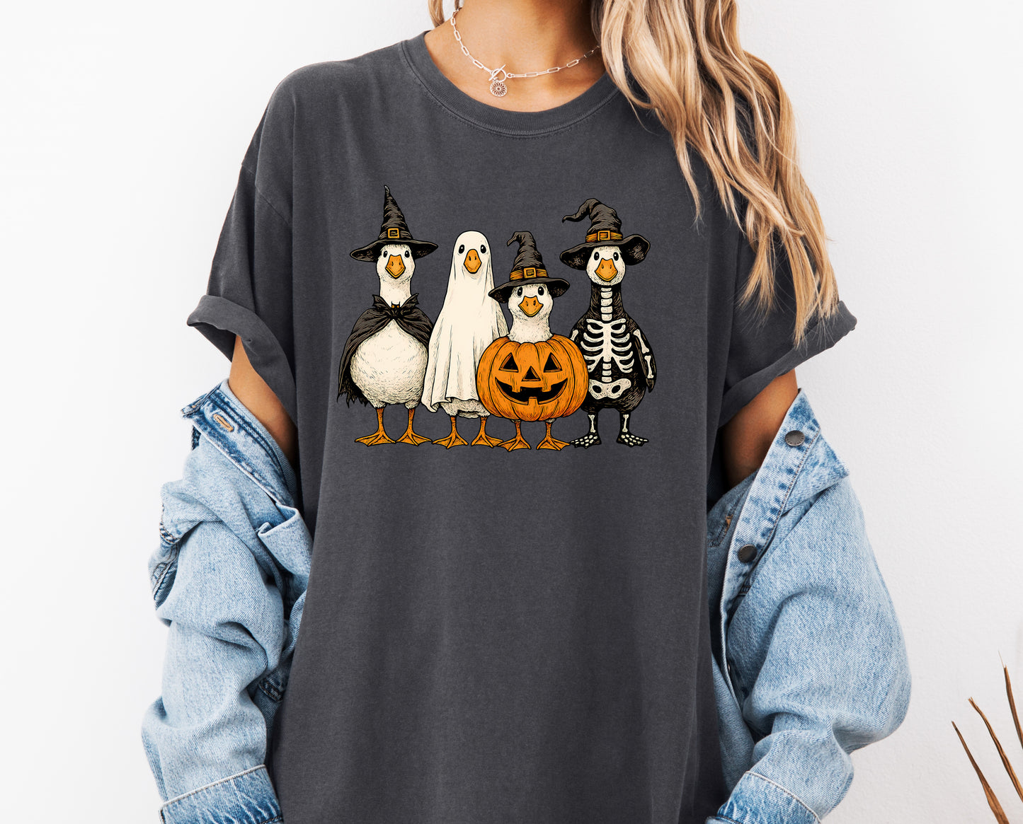 Cute Halloween Goose Comfort Colors® T-shirt, Halloween Geese Tee, Trendy Halloween Shirt (Copy)