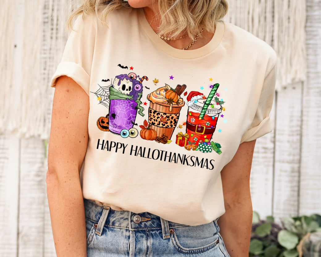 Happy Hallowthanksmas Halloween Fall Autumn Novelty T-Shirt