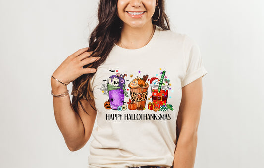 Happy Hallowthanksmas Halloween Fall Autumn Novelty T-Shirt
