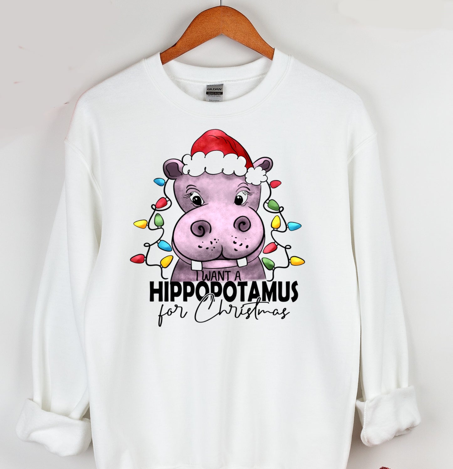 Hippopotamus For Christmas Crewneck Sweatshirt