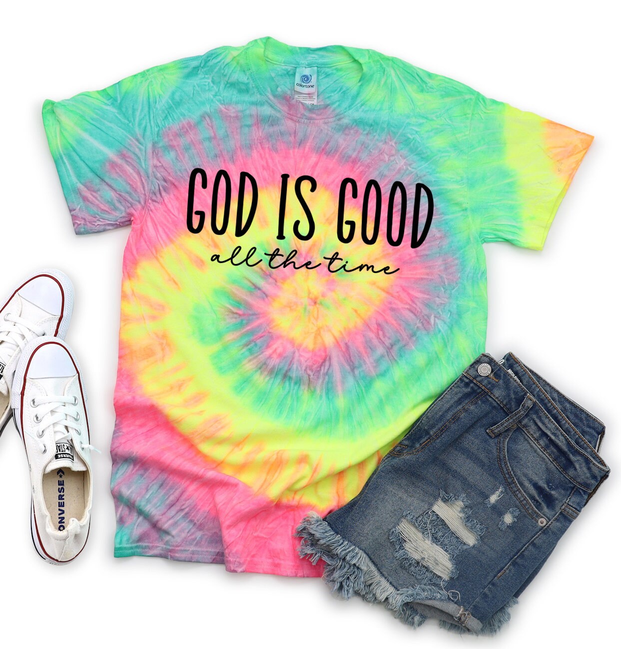 God Is Good All The Time Motivational, Christian Tee, Inspirational Tie Dye Shirt Toddler Kids Adult Tie Dye T-shirt