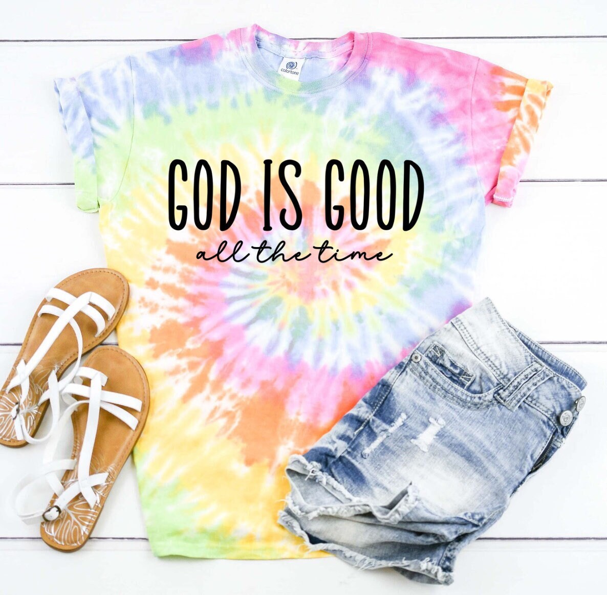 God Is Good All The Time Motivational, Christian Tee, Inspirational Tie Dye Shirt Toddler Kids Adult Tie Dye T-shirt