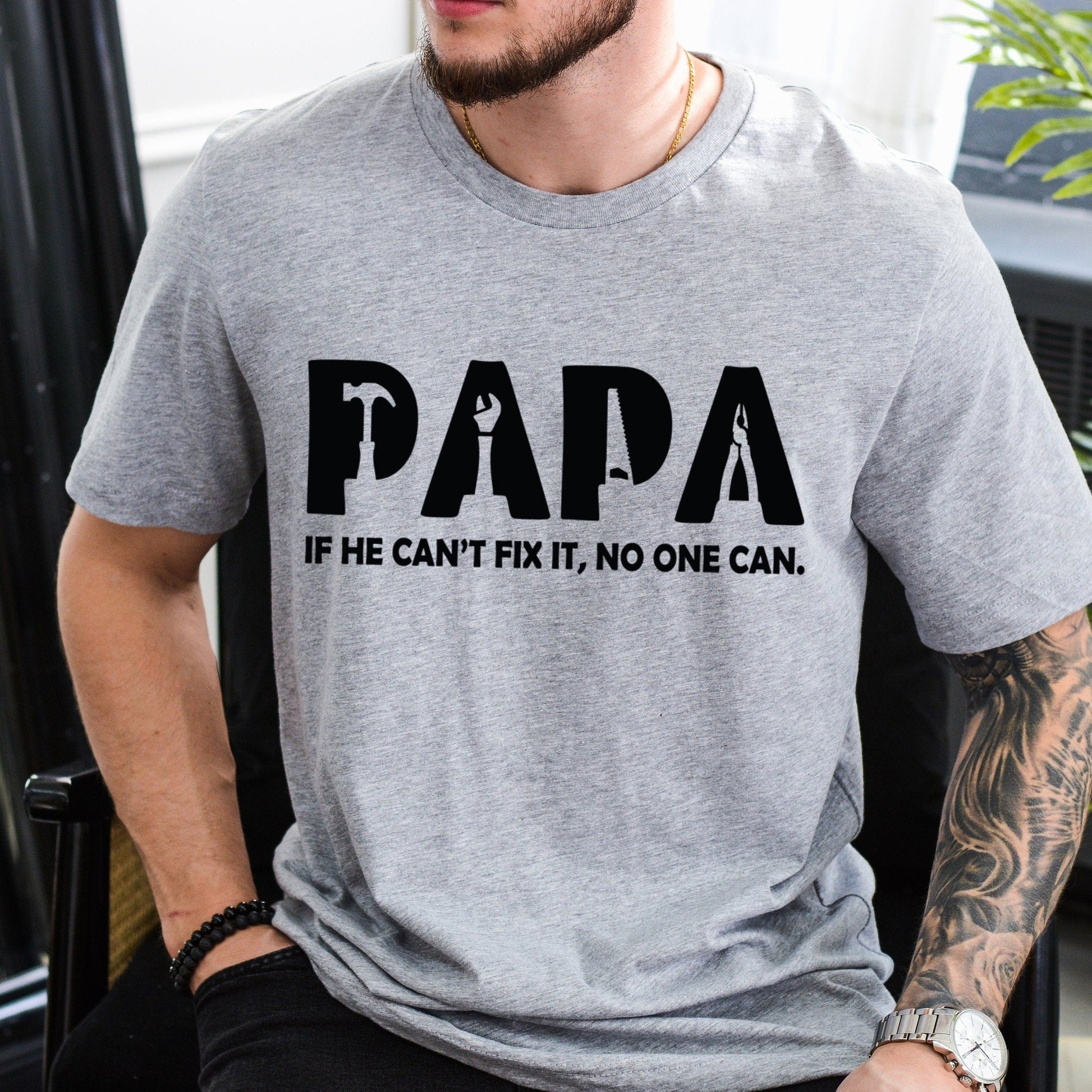 Papa If He Can't Fix It No One Can, Funny Birthday Shirt, Father's Day Shirt, Gift For Grandpa Father Shirt Novelty T-shirt Tee