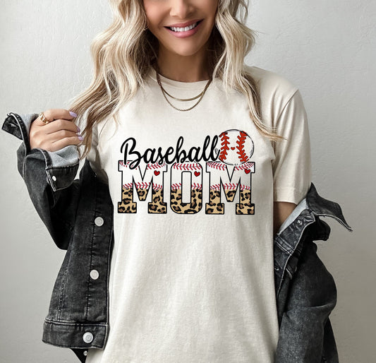 Baseball Mom Leopard Print T-shirt, Baseball Mama, Sports Mom Unisex Novelty T-Shirt