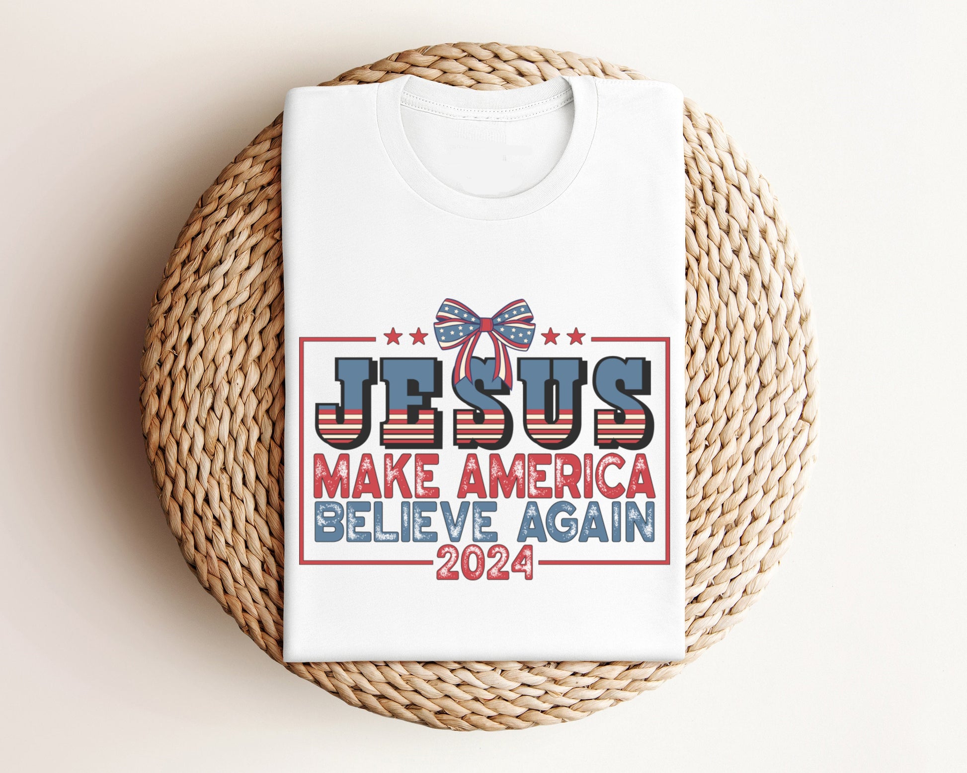 Jesus Make American Believe Again T-Shirt, USA Americana Shirt, 4th Of July American Unisex Novelty T-Shirt