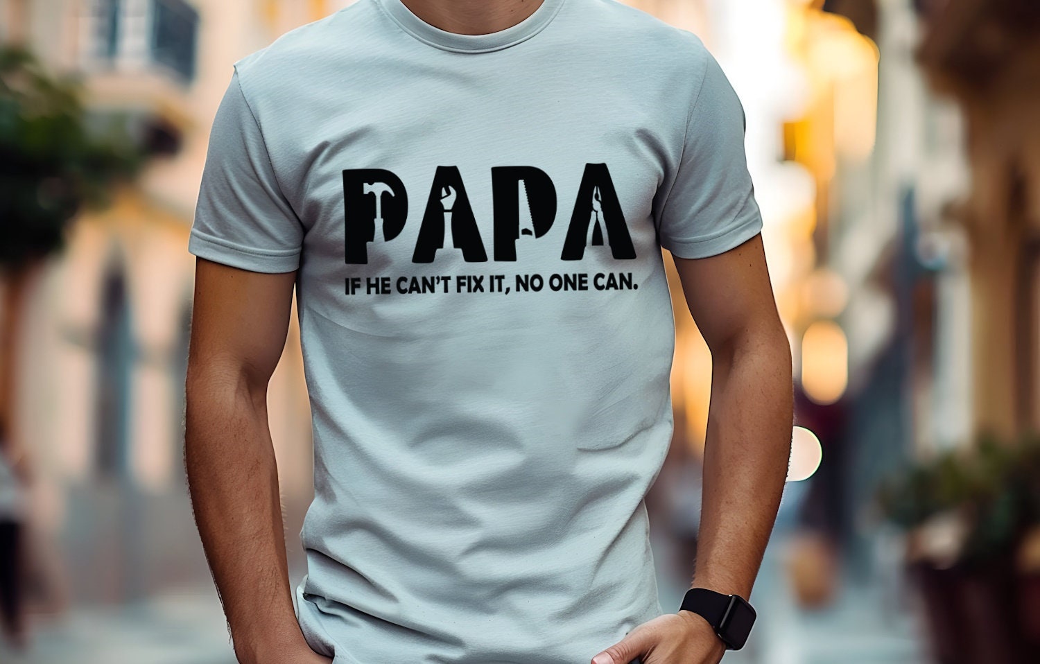 Papa If He Can't Fix It No One Can, Funny Birthday Shirt, Father's Day Shirt, Gift For Grandpa Father Shirt Novelty T-shirt Tee