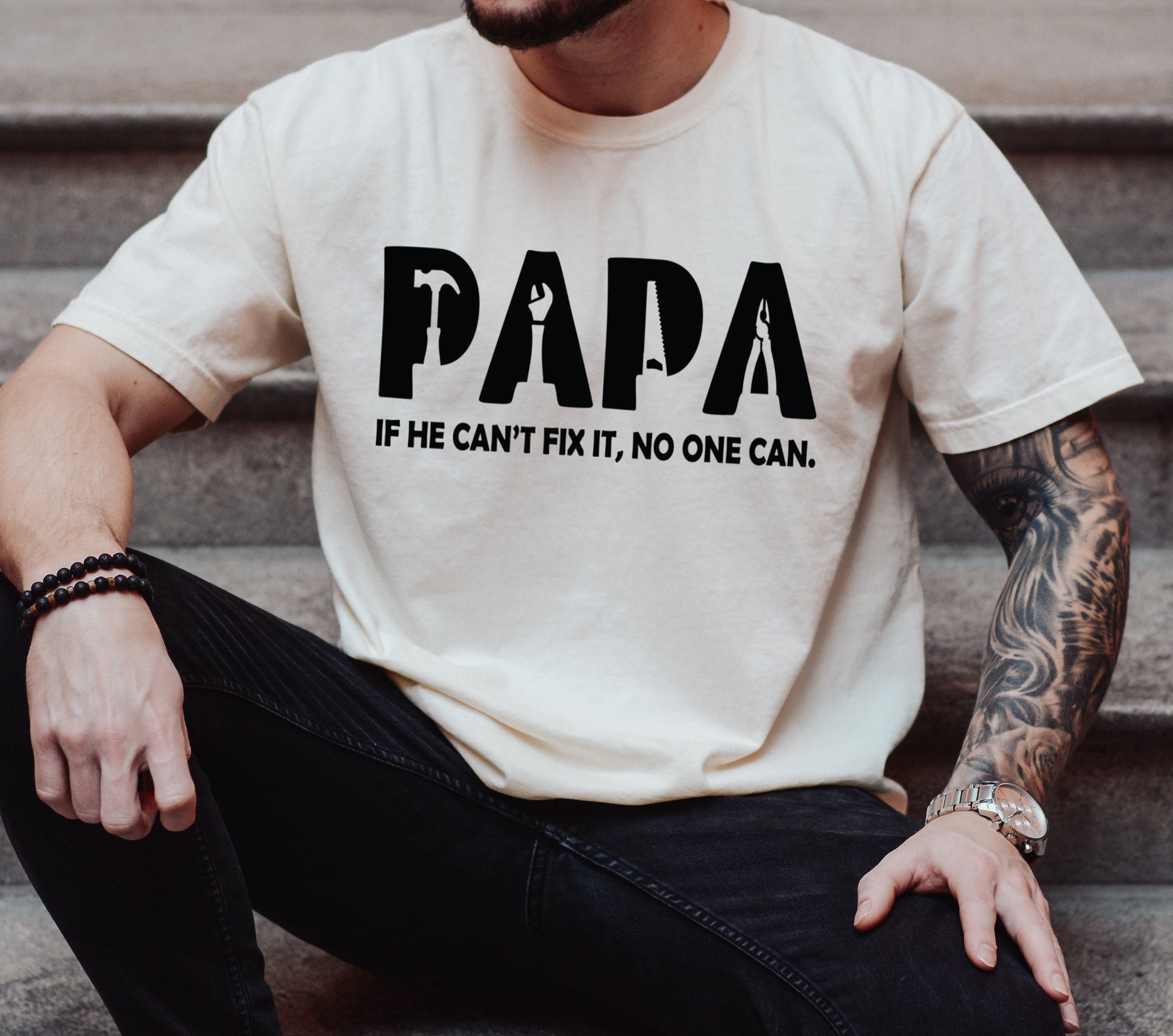 Papa If He Can't Fix It No One Can, Funny Birthday Shirt, Father's Day Shirt, Gift For Grandpa Father Shirt Novelty T-shirt Tee