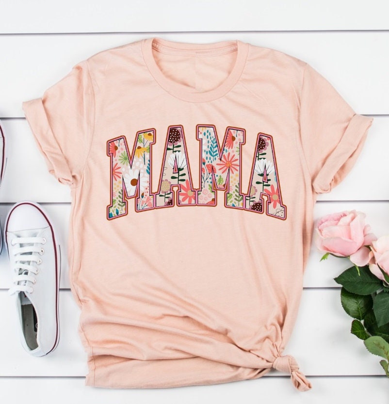 Mama Retro T-Shirt, Floral Varsity Mama Tee, Mother's Day Gift Unisex Novelty T-Shirt