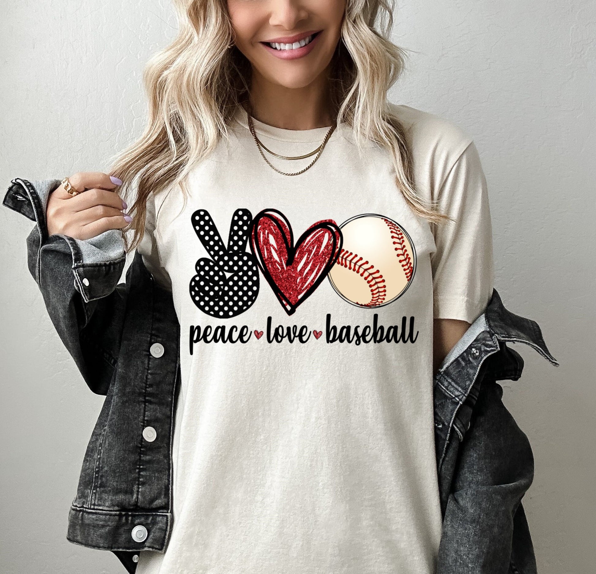 Peace Love Baseball T-shirt, Baseball Mama, Sports Mom Unisex Novelty T-Shirt