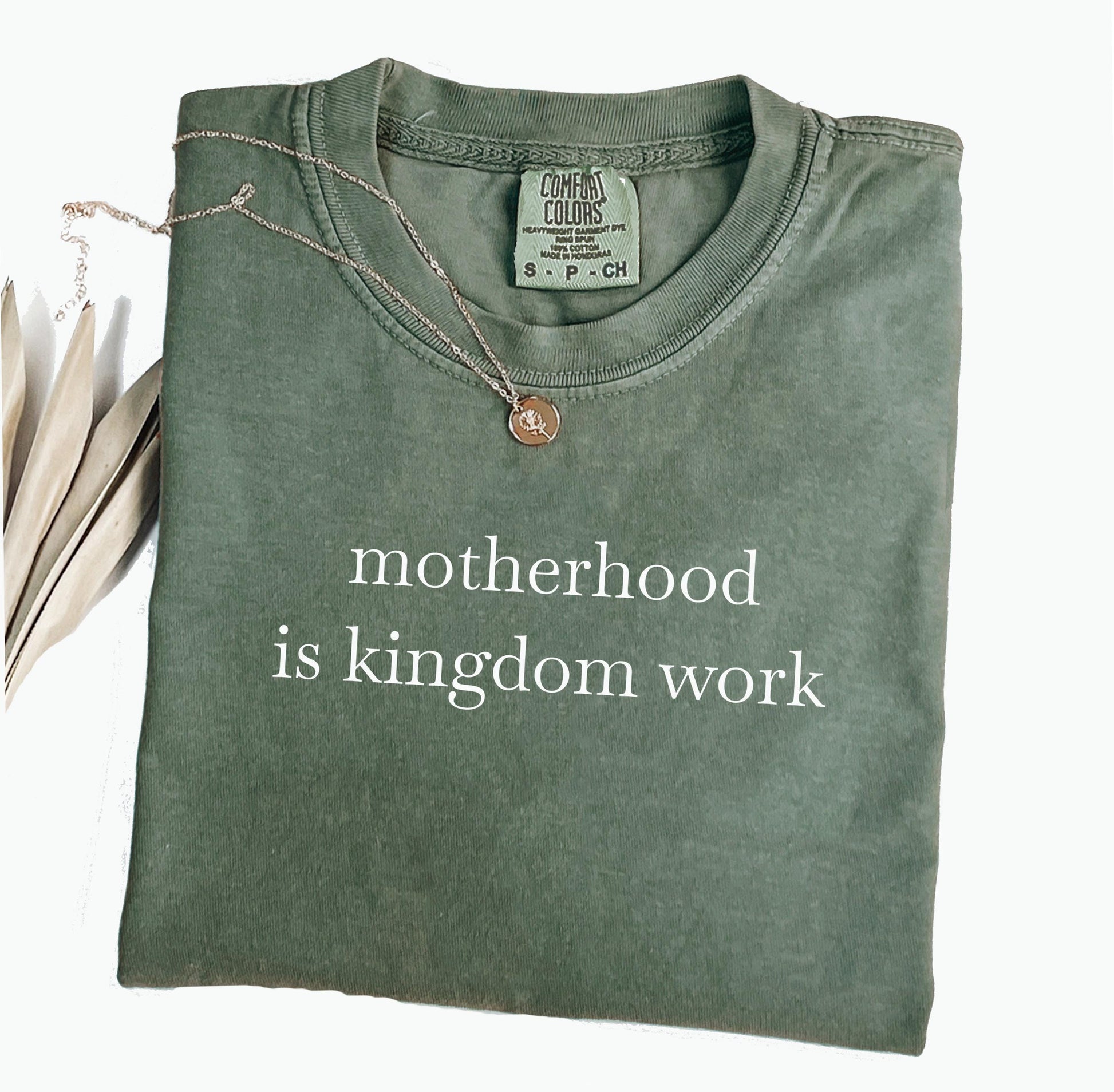 Motherhood Is Kingdom Work Comfort Colors® T-shirt, Christian Bible Verse Graphic Tee, Religious Apparel, Gift For Mom