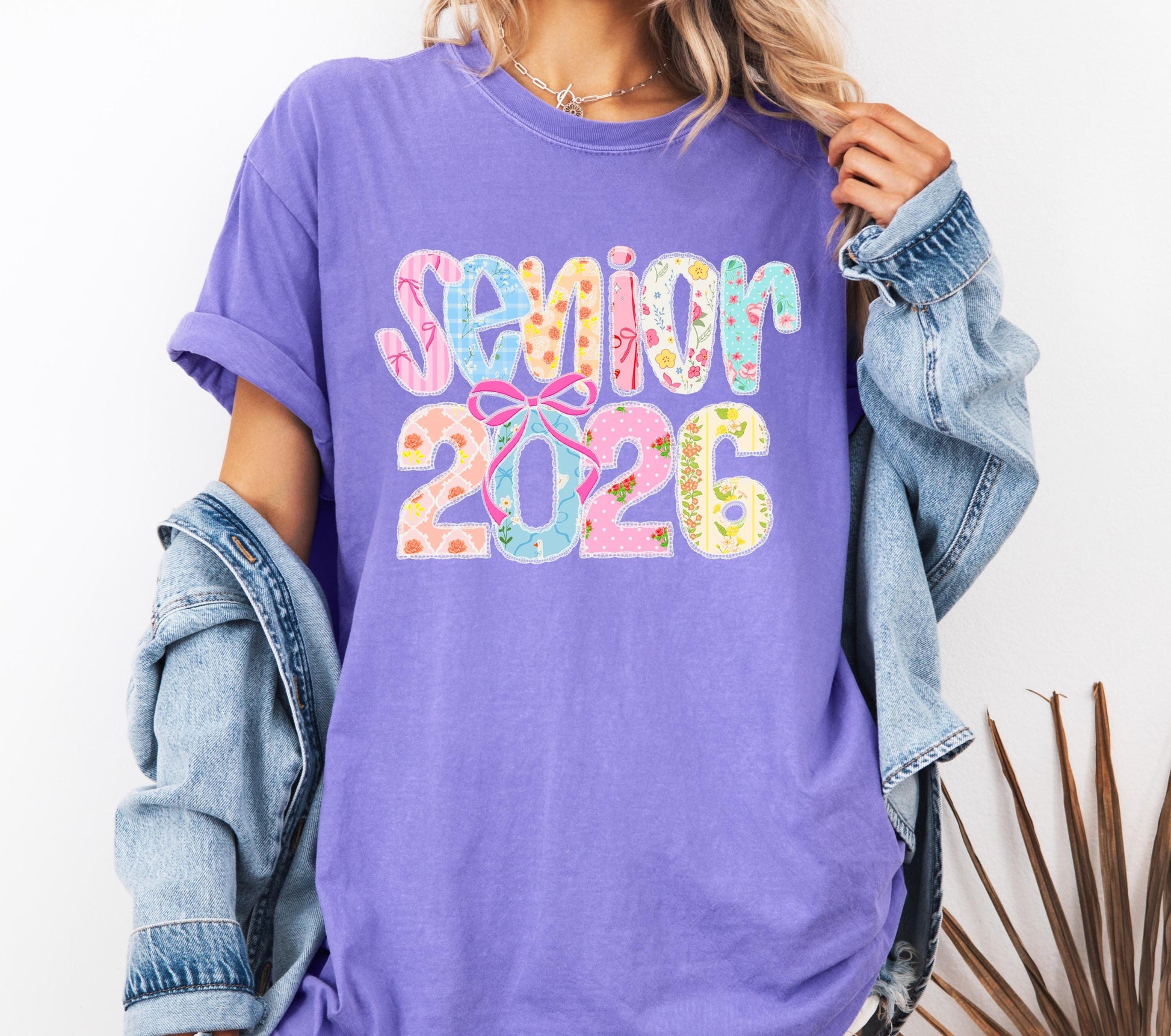 Senior 2026 Comfort Colors® Mom T-shirt, 2026 Graduate Shirt, 2026 Graduation Tee, Floral Senior Shirt, Trendy Bow Graduate Shirt