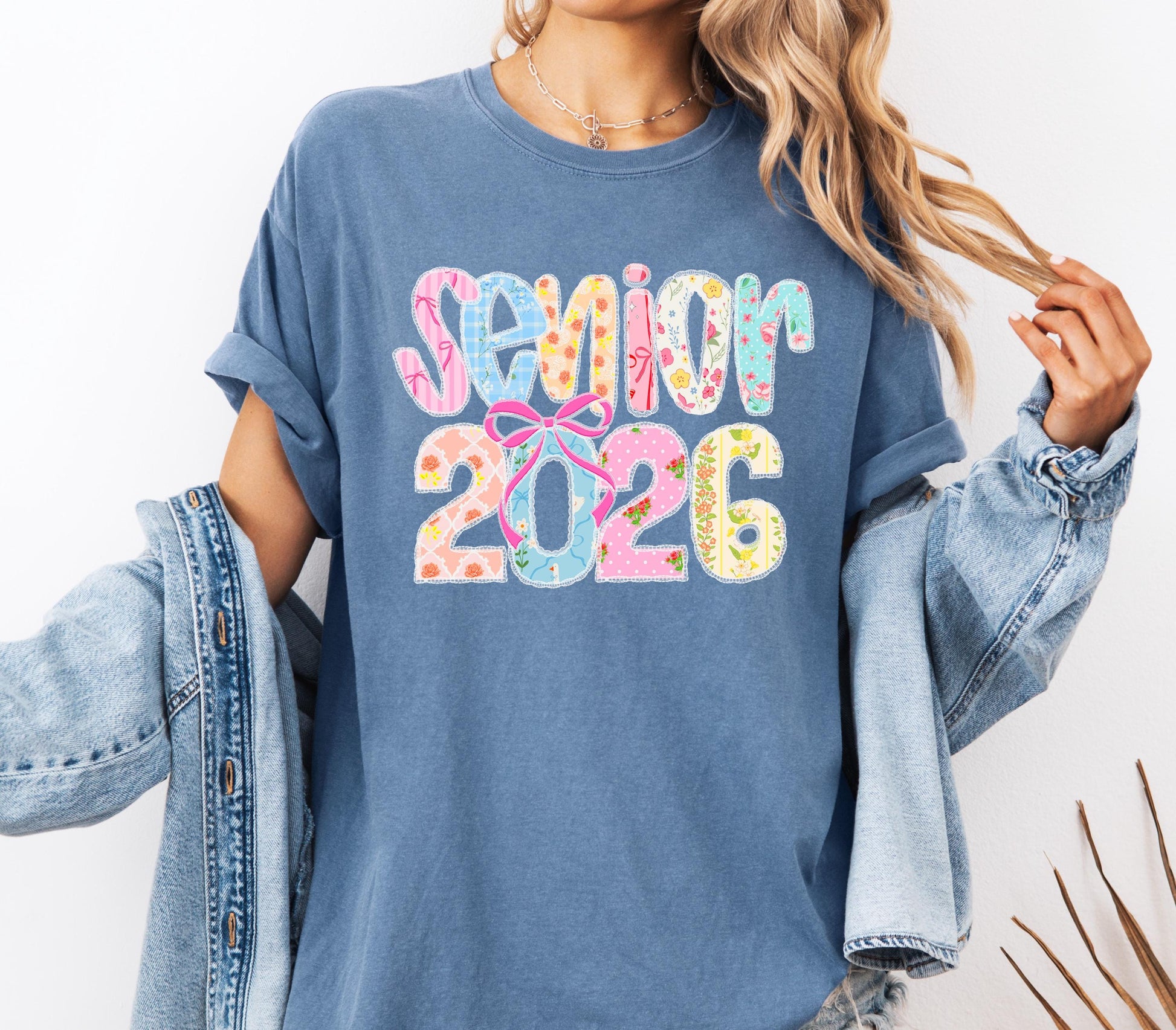 Senior 2026 Comfort Colors® Mom T-shirt, 2026 Graduate Shirt, 2026 Graduation Tee, Floral Senior Shirt, Trendy Bow Graduate Shirt