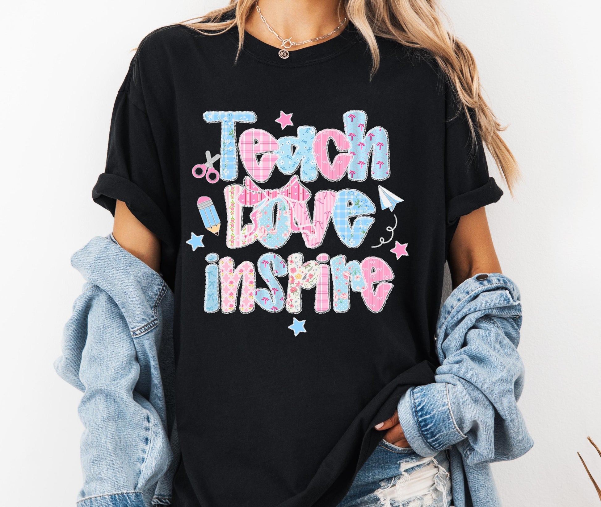 Floral Teach Love Inspire Comfort Colors® Cute Teacher T-shirt, Cute Trendy Graphic Tee For Woman, Teacher Appreciation Gift