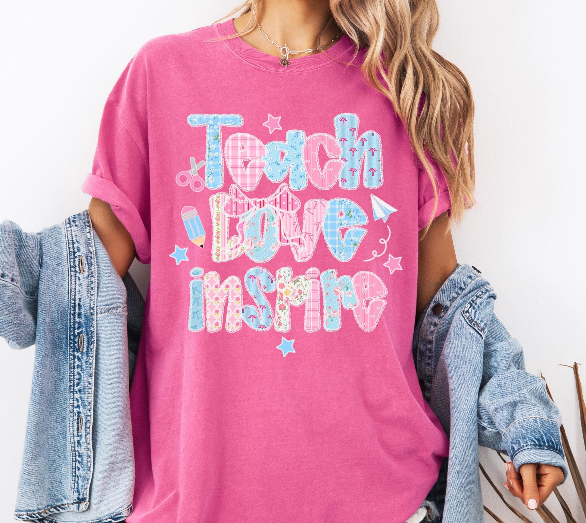 Floral Teach Love Inspire Comfort Colors® Cute Teacher T-shirt, Cute Trendy Graphic Tee For Woman, Teacher Appreciation Gift