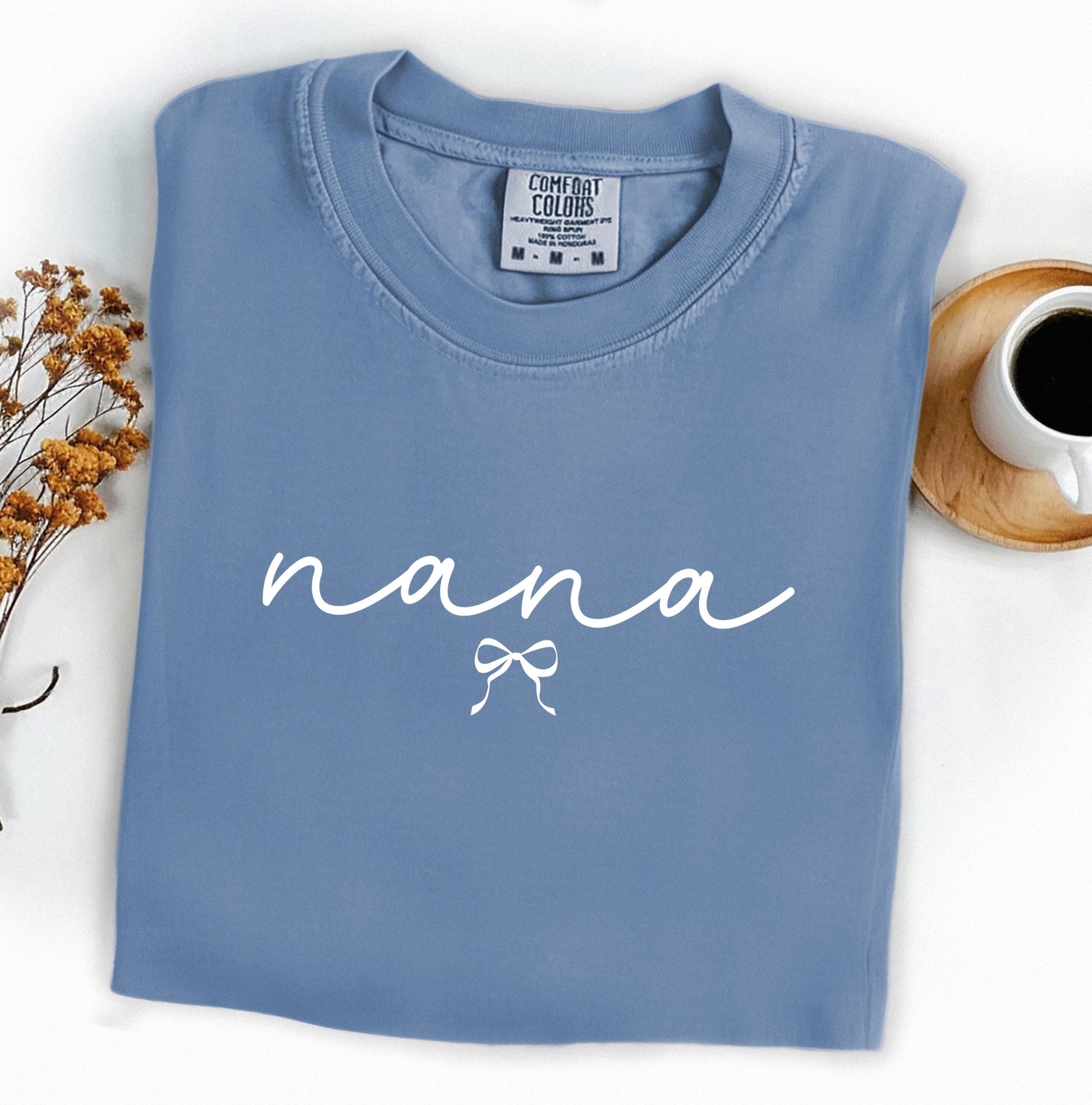 Nana Comfort Colors® Shirt, Pregnancy Bow Announcement, New Grandma Shirt, Gifts For Mom, Mother's Day Shirt, Baby Reveal Tee