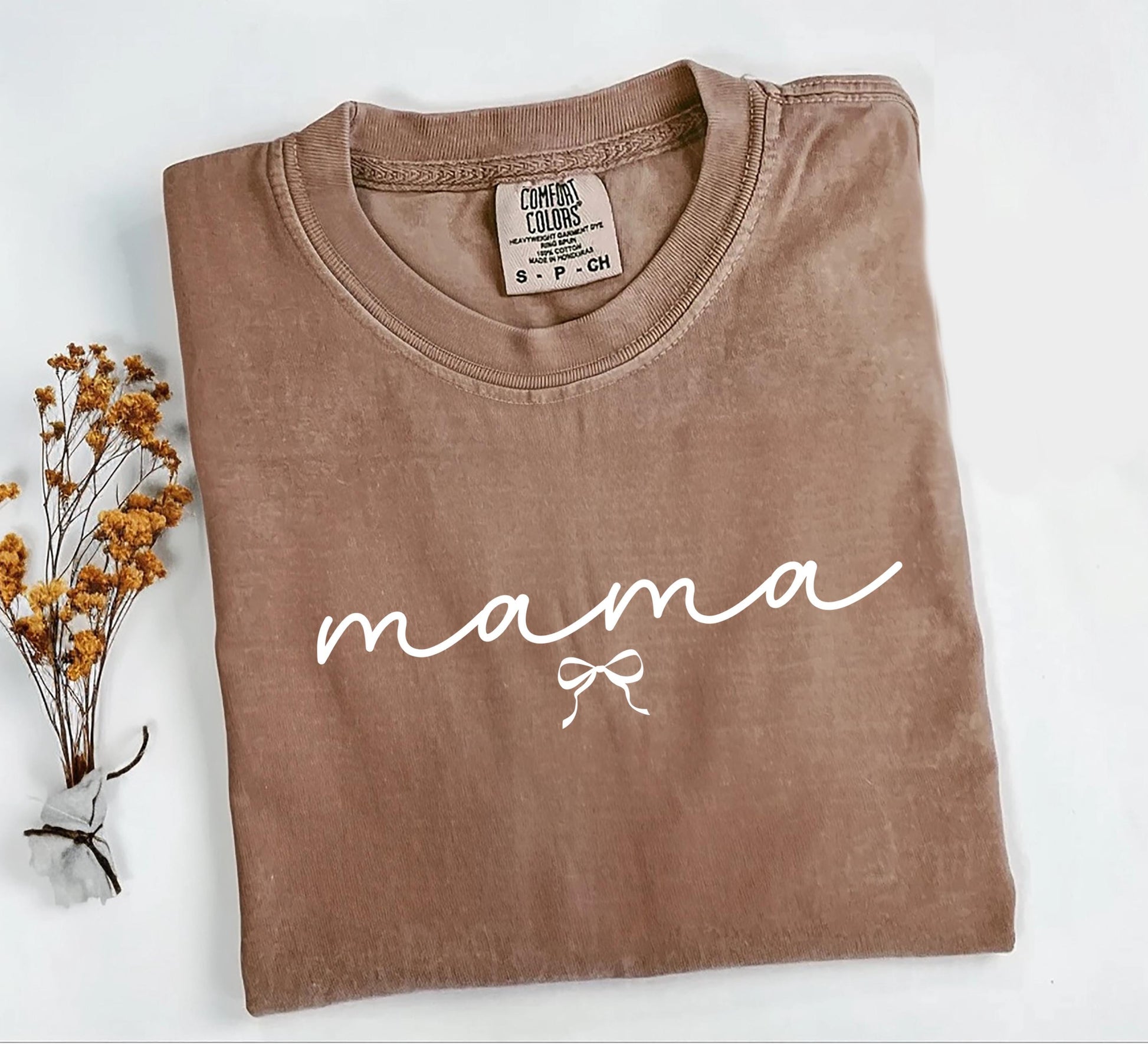 Mama Bow Comfort Colors® Shirt, Pregnancy Announcement, New Mom Bow Unisex Shirt, Gifts For Mom, Mother's Day Shirt, Baby Reveal Tee