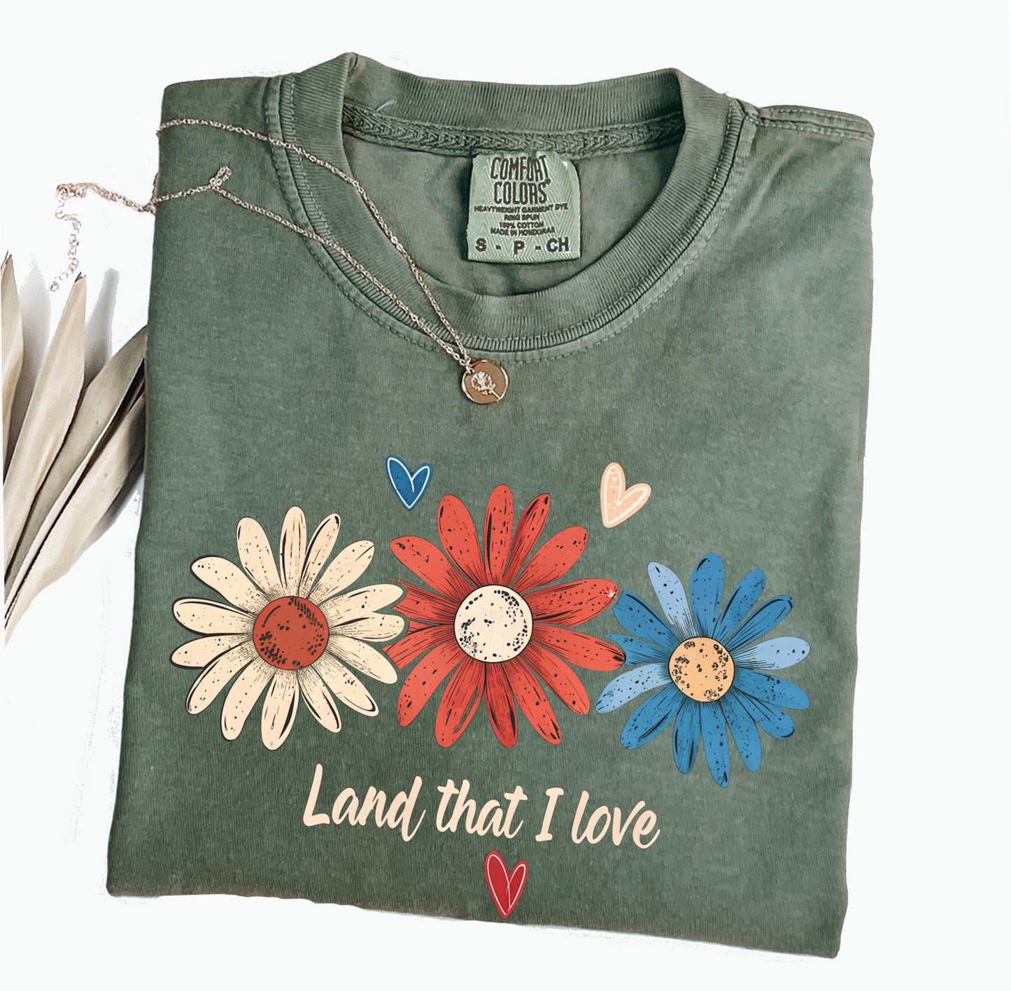 Land That I Love Comfort Colors® Daisy T-shirt, Cute Trendy Graphic Tee For Woman, 4th of July, Memorial Day